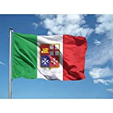 Bandiera MARINA MERCANTILE 100x150 cm in poliestere NAUTICO 115 gr/mq con doppia piega perimetrale, corda e guaina. Adatta sia IN/OUT ...