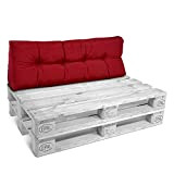 Beautissu Cuscino per spalliera di divani per bancali o pallet ECO Style 120x40x10-20cm schienale per divano - rosso