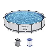 Bestway® Steel Pro MAX™ - Set piscina fuori terra con pompa filtrante, diametro 366 x 76 cm, rotonda, colore grigio
