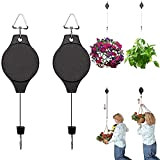 bingxqiso 2 pezzi in Black Plant Pulley, Retractable Heavy Duty Easy Reach Pulley Plant Hanging Flower Basket Hanging Flower Basket ...