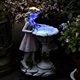 BIOSA Decorazione da giardino per esterni, grande, lampada solare da giardino, fata di fiori, impermeabile, statua a forma di angelo, ...