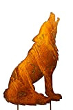 Blümelhuber Decorazione da giardino lupo ululante - Statua animali in metallo finitura anticata - Lupi decorativi color ruggine per giardini ...