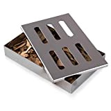 Blumtal Affumicatore BBQ, Smoker Box Barbecue in Acciaio Cromato, 20,5 x 13 x 3,5 cm (Affumicatore + 150 Wood-Chips)