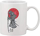 Bnft - Tazza in ceramica, motivo: Samurai con una spada, colore: Rosso