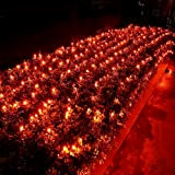 BrizLabs Halloween Rete di Luci Arancia 3.2 x 1.5m 240 LED Tenda Luci Natale Esterno 8 Modalità con Telecomando Catene ...