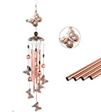 BSOMAM Carillon a vento a farfalla 4 tubi cavi 6 campane in metallo musica giardino decorazione per esterni e interni ...