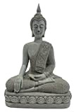 BUSDUGA 2894 - Statua di Buddha seduto su base, 38 cm, effetto pietra