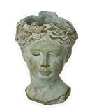 Busto per piante Valo, ceramica, grigio, H 22 cm, busto di donna, testa di donna, figura per piante