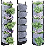 BUYTER Fioriera da giardino verticale da appendere alla parete con 6 tasche in feltro per fioriere (grigio)