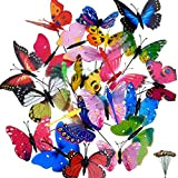 byou Farfalle Decorative Giardino,Farfalle da Giardino Stake 24 Pezzi e 4 Pezzi Libellule da Giardino Stake Ornamenti per Decorazione della ...