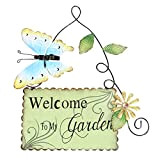 Cabilock Cartelli di Benvenuto A Farfalla in Metallo Benvenuto nel Mio Giardino in Ferro Arte Porta D'ingresso Casa Verde Segno ...