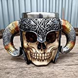 Caraffa Tazza Calavera Vikingo | Acciaio Inossidabile 3D, Medieval Viking Warrior Skull Armor Drinking Mug, Tazza da Drinkware Boccale da ...