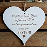 Cartello a forma di cuore"Bester Opa der Welt" 13 x 12 cm – con scritta – regalo per la festa ...