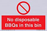 Cartello con scritta "No barbecue usa e getta" in questo bidone - 75 x 50 mm - A8L