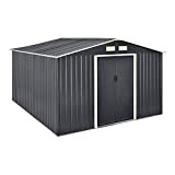 Casetta da Giardino 277x319x192 cm Box Organizzatore Deposito Stoccaggio in Lamiera Zincata con Cornice di Base in Metallo e Porte ...