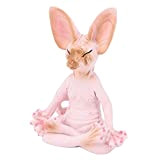Cat Meditate Statue, Materiale in Resina Multiuso Cat Meditate Figurine Clear Texture per Yoga Room (Rosa)