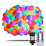 Catena Luminosa, Afufu Luci da esterno di natale, 10M 100 LED con telecomando,8 modalità Multicolore Giardino Terrazza Festa Compleanno Nozze ...