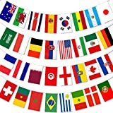 Catena per bandiere del mondo, 11 m, 32 paesi, bandierine nazionali, bandierine per bar, fanclub, feste di calcio, feste in ...