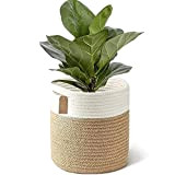 Cesto per piante in corda di cotone intrecciato da 20 cm, moderno cesto portaoggetti per la casa per fioriere da ...