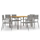 Chenshu Set di 7 sedie da giardino, tavolo da giardino, tavolo da pranzo, set di mobili da giardino, in polirattan, ...