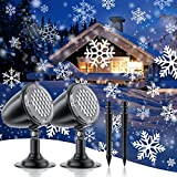 CHICLEW Proiettore Luci Natale Esterno 2pz, LED Proiettore Luci Natalizie Impermeabile IP65 per Esterni e Interni, Proiettore Natale Nevicata Rotante ...