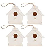 Cikonielf 4 Pezzi Mini Bird House Unico Platane In Legno Appeso Uccelli Nidi Ornamenti Per Balcone Esterno Cortile Giardino