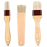 CKANDAY - Set di 3 pennelli da pasticceria con setole naturali e manico in legno di faggio, pennello per olio ...