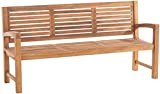 CLP Panchina in legno di teak Halden, per il giardino, con braccioli, colore: teak, dimensioni: 180 cm