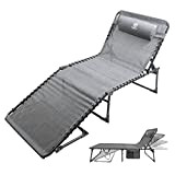 Coastrail Outdoor Chaise Lounge Chair pieghevole 71 cm di larghezza, 4 posizioni reclinabili in textilene impermeabile con tasca e cuscino ...