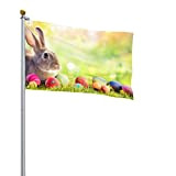 Colore vivido E Uv Dissolvenza Resistente Giardino Bandiera Bunny Con Uova di Pasqua Bandiera Bandiera Poliestere 2*2ft