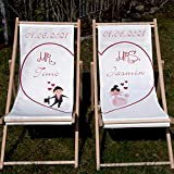 Coppia di sedie a sdraio personalizzate Mr. & Mrs. con nome a scelta, regalo di nozze