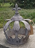 corona metallo rotondo con giglio pizzo art ferro Decorativa da giardino tavolo gioielli grigio shabby
