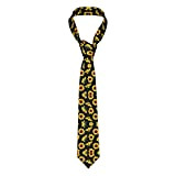 Cravatte da uomo divertenti cravatte di seta per cani inglesi, cravatte da uomo, Girasole Fioritura Fiori Piante Nero e Giallo, ...