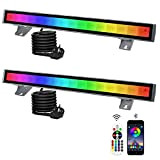 CREATESTAR Faretto LED RGB Esterni 48W, Barra LED RGB da Esterno, 16 Milioni di Colori Faretti Colorati, Impermeabile Faro RGB ...