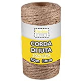 Creative Deco 164 Piedi | 50 m Spago Iuta Agricolo Grosso Rotolo | Spessore 2-3 mm | Corda Juta Forte ...