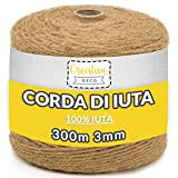 Creative Deco 985 Piedi | 300 m Spago Iuta Agricolo Grosso Rotolo | Spessore 2-3 mm | Corda Juta Forte ...