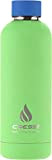 Cressi Rubber Coated Thermal Flask, Borraccia Sportiva Termica Rivestita in Gomma Unisex Adulto, Verde (Fluo)/Nero, 500 ml