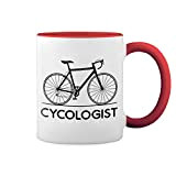 Cycologist Bike Lover Bianco tazza di caffè con Red Rim & Handle Mug