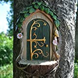 Decorazione da giardino a forma di porta per fatina su albero, con ripiano, regalo originale, misura piccola, altezza 14 cm