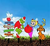 Decorazioni natalizie per esterni Grinch,4 cartelli giardino Grinch con paletti,per la decorazione del prato del cortile di Natale,articoli per feste ...