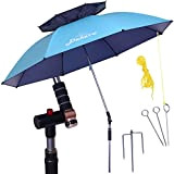 Dekero - Ombrello da spiaggia, grande antivento, protezione dai raggi UV, con ancoraggio a sabbia, palo inclinabile in alluminio, borsa ...