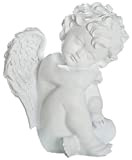 dekojohnson - Statuetta decorativa a forma di angelo custode, colore bianco, piccola decorazione per tomba, resistente agli agenti atmosferici, misura ...