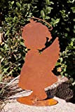 dekostue Berl in Ruggine ANGIOLETTI Lea su piastra 20 cm, inox, con herzle 8 x 6 cm ragazza Angelo Aureola bambini statuetta