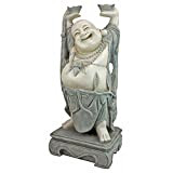 Design Toscano Jolly Hotei Buddha Sorridente Statua decorativa in stile asiatico da giardino, poliresina, pietra bicolore, 63,5 cm