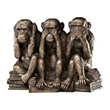 Design Toscano Scimmie "non vedo, non sento, non parlo" Statua con animali Le tre verità umane, poliresina, finitura color bronzo, ...
