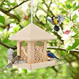 Di Legno Mangiatoia per Uccelli, Alimentatore per Uccelli Selvatici Sospeso Mangiatoia per Uccelli a Prova di Scoiattolo per Giardino Decorazione ...