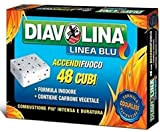 DIAVOLINA 12 Confezioni da 48 CUBETTI [ 576 CUBI Linea Blu ACCENDIFUOCO INODORE Carbone VEGETALE