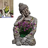 DIEFMJ Zen Sleeping Buddha Sculpture Flower, Statua del Buddha da Giardino in Stile Europeo, Grande Scultura all'aperto del Cortile retrò ...