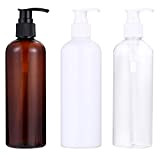 DOITOOL - 3 flaconi vuoti per shampoo e lozione in plastica, dispenser per pompa, ricaricabile, trasparente, cilindro, per shampoo, idratante, ...