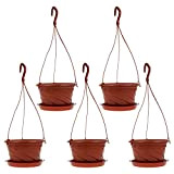 DOITOOL 5 Sets Hanging Basket with Detachable Base- 16. 5Cm/ 6. 48In Hanging Plant Pots Outdoor Indoor- Round Hanging Flower ...